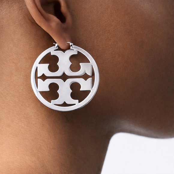 Tory Burch Jewelry - NEW Tory Burch Silver Miller Hoop Earrings